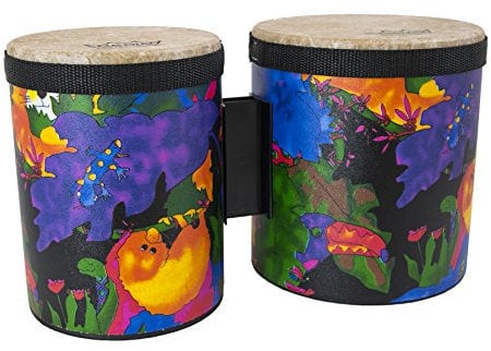 Remo KD-5400-01 Kids Percussion Bongo 5 Zoll und (6 Zoll) x (6,5 Zoll) Rain Forest Design (Farblich Sortert)