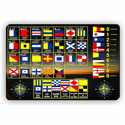 FLAGGENALPHABET/MORSEZEICHEN/SCHIFFFAHRT - SCHILD/D-051 (30x20cm Schild)