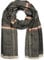 styleBREAKER breiter XXL Schal mit Fischgrät Karo Muster, Zierstreifen und Fransen, Strickschal, Unisex 01017027, Farbe:Schwarz