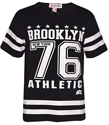 A2Z 4 Kids Girls Top Designer's Brooklyn New York 76 Athletic Print Stylish Comfortable Fashionable Trendy T Shirt Top for Age 7-13 Years