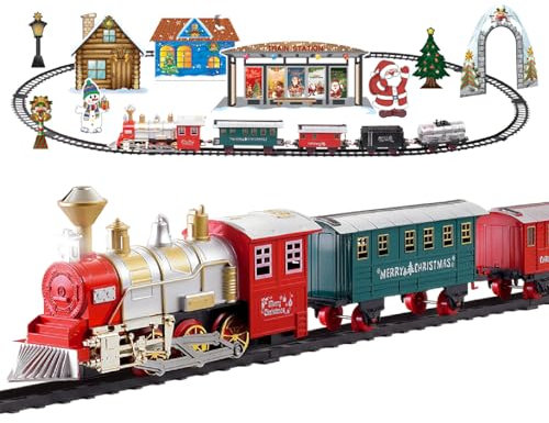 The Christmas Workshop Pista di Lunghezza del Treno di Natale con Consegna Express di Babbo Natale Deluxe | Suoni e Luce realistici