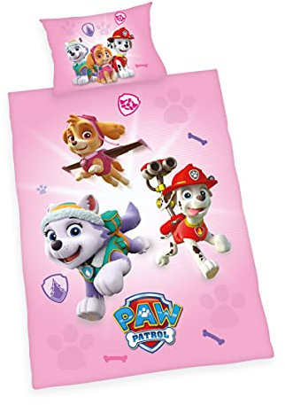 Herding PAW PATROL Kleinkinder-Bettwäsche-Set, Wendemotiv, Bettbezug 100x135cm, Kopfkissenbezug 40x60cm, Baumwolle/Renforcé