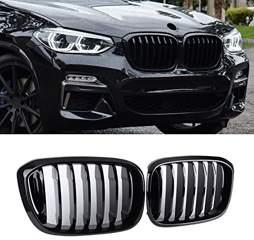SNA Nieren-Kühlergrill für 2018–2021 BMW X3 G01 2019–2021 X4 G02 (einzelne Lamelle ABS glänzend schwarz X3 Grill, X4 Grill)