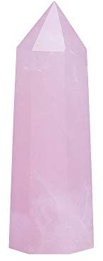 Runyangshi Rose Quartz Natural Healing Crystal Wands 2.8-3.1, 6 Faceted Prism Wand Reiki Chakra Stone, Natural Quartz