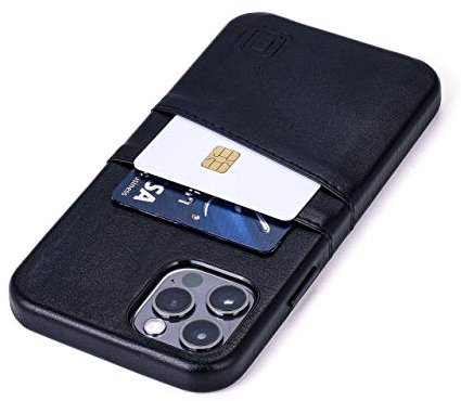 Dockem Wallet Case for iPhone 12 & iPhone 12 Pro: Built-in Metal Plate for Magnetic Mounting & 2 Credit Card Holders: 6.1 Exec M2, Smooth Synthetic Leather (Black)
