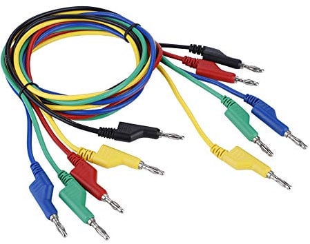 Cavi con spina a banana, 5 pezzi P1036 Cavo ad alta tensione a doppia testa 1 m 4 mm Cavi con spina a banana Cavo per test elettrico flessibile per test elettrici multimetro