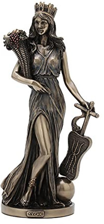 Veronese Design Fortuna Statue aus Kunstharz, griechische Göttin von Fotrune und Wohlstand, bronzefarben, Sammlerstücke, Bronze, L 5 1/8 * W 4 1/8 * H 11 1/4 (Inch), WU77777A4