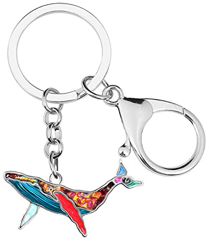 Emaille-Legierung niedlich Wal Schlüsselanhänger Ozean für Frauen Mädchen Tasche Brieftasche Charms Novelty Geschenke (Mehrfarbig), 20mm x 40mm