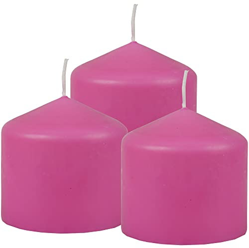 HS Candle Stumpenkerzen Wachskerzen Ø8cm x 8cm (3er Pack) Rose - Lange Brenndauer, Hergestellt in EU, Kerzen Blockkerzen - Wachs Stumpen