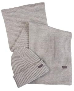 Barbour Herren Geschenkset aus purpurroter Mütze und Schal, Grau, One Size
