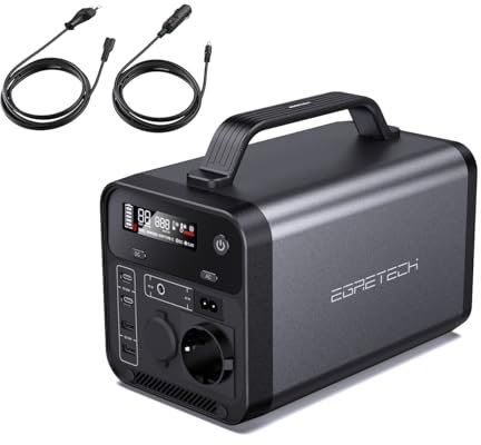EGRETECH 500Wh Tragbare Powerstation, Solargenerator mit 600W AC Ausgängen (Spitze 1200W), Volles Aufladen in 100 Minuten, 2 x 60W PD 3.0 Schnellladung USB-C für Camping Reise