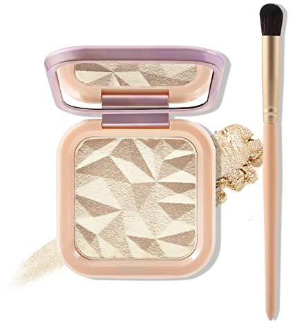 Boobeen Highlighter Palette Powder Highlighter Makeup Highlighters für Gesicht, Shimmer Glitter Highlight Bronzer Palette Facial Illuminator Contour Palette mit Pinsel, Natural Long Lasting Glow