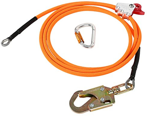 MENAYODA Stahlseilkern-Flip-Line-Kits mit Triple Lock-Karabiner, 12mm Drahtkern Stahldraht Verstellbares Lanyard für Absturzsicherung, Baumpfleger, Baumkletterer