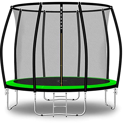 Baunsal® Trampolin Outdoor Ø 305 cm (FGIS) hellgrün-schwarz als Komplettset Gartenspielzeug Kindertrampolin Gartentrampolin rund Garten Spielzeug für Kinder