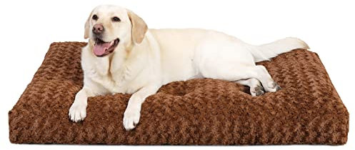 KSIIA Panier Grande Taille pour Chien, 90x60cm, Coussin Chien Lavable, Velours Rose Moelleuse avec Fond Antidérapant, Tapis Matelas Lit Anti-Stress, Marron