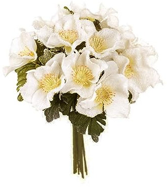 FloristryWarehouse Helleborus Bouquet de roses de Noël artificielles givrées Crème 20 cm