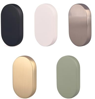 Natural Goods Berlin Möbelgriffe rund OVAL 10 Stück Gold (gebürstet) / 16mm Lochabstand/Schrankknöpfe passend für 15-22mm Türstärken/Griffe für Küchenschränke, Kommoden, Sideboard etc.