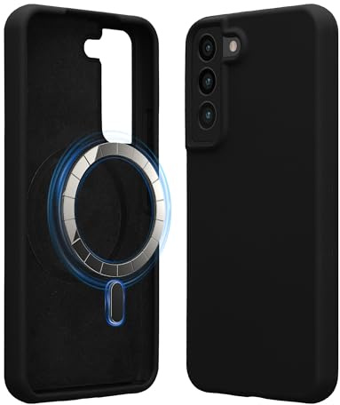 kwmobile Hülle kompatibel mit Samsung Galaxy S22 Plus Hülle - magnetisches Silikon Case kompatibel mit MagSafe - Cover gummiert Schwarz