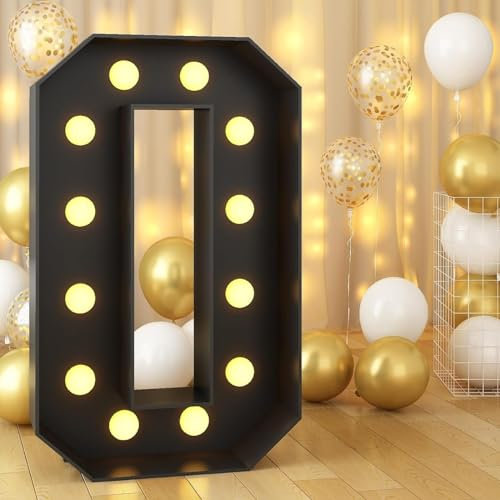 IINCOOY 4FT DIY-Festzelt, Leuchtende Nuber-Mosaik-große Buchstaben Mit Warmen Lichtern for Den 18. 80. Geburtstag, Jahrestag, Hochzeit, Party, DIY-Dekoration(Color:0,Size:100CM)