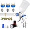 HVLP Lackierpistole Spritzpistole 3 Düsen 1,4mm 1,7mm 2,0mm Profi Farbsprühsystem Spraypistole mit 600 ml Plastikbecher Mit Luftdruckregler für Auto-Autodetail-Lackierung (Blau)
