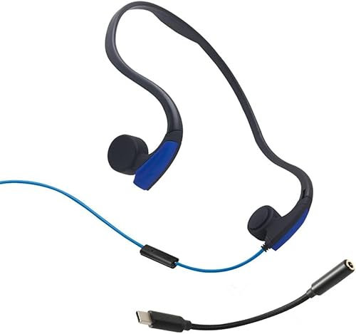 LQZO Blue, Bone Conduction Headphones, Open-Ear Wired Sports Bone Conduction Headphones, 3.5mm Jack,with TYPE C Adapter Cable, for Sports Running Driving Cycling Workouts,Orange