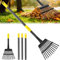 Rechen, Gartenrechen für Blätter, robuster Metall-Laubbesen mit 94–165,1 cm verstellbarem Stahlgriff, 11 Zinken, kleiner, schmaler Rechen für Rasen, Hof, Blumenbeet, Gras, Mulch, Strauch, Camping,
