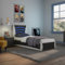SlumberWorx GALAXY OTTOMAN STORAGE LED HEADBOARD GAMING SINGLE BED FRAME (Black and White)