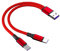 CHXINGCHEN 2 in 1 USB C Splitter Cable, 5A USB A Male to 2 Type-C Male Nylon Braided Fast Charging Cable Compatible with Type-C devices (Red, 20CM)