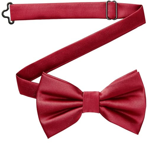 DonDon Fliege Herren handgefertigt Seiden-Look 12 x 6 cm Fliege Dunkelrot