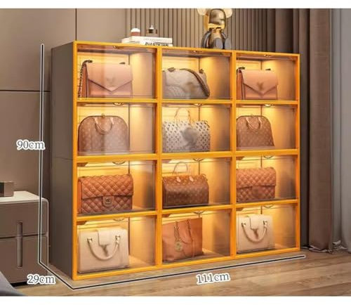 Clear Acrylic Handbag Storage nizer Cabinet with Magnetic Lid for Closet Orange 111x29x90cm