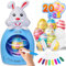 HaoVrisn Ostereier zum Bemalen Set, Eier Bemalen Maschine Kinder Mit 20 Weiße Eierschalen und 8 Verschiedenfarbige Stifte, Ostern Basteln Kinder Ostergeschenke für Jungen und Mädchen