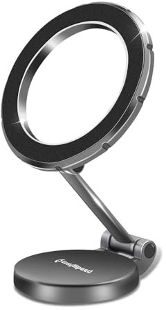 EASY SPEED Soporte Anillo Teléfono Móvil Magnético para Coche, Iman Potente, Plegable y Rotación 360°, Fijacion Adhesivo 3M, Compatible con iPhone 16 15 14 13 Pro MAX Plus Mini, Galaxy, Smartphones