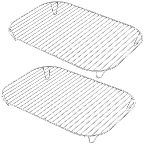 2pcs Grillregal Edelstahl Kochen Grill Rack sogar Kochen Grillregal Spülmaschine Safer Luft Fritteuchter Grillrock wiederverwendbares Röstgrill -Rack -Ofen -Grill -Rack zum Backen 31 × 21,5 × 4 cm BOB