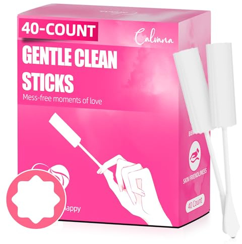 (40-Pack) Calvana White Absorbing Sponge for Females, Awkward Essentials, Soft and Comfortable Design, Long Handle Easy Grip, Individually Packaged