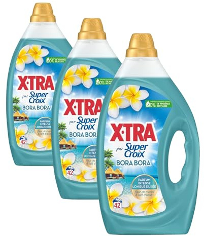 X-Tra par Super Croix - Lessive Liquide - Bora Bora - Fleurs de Monoï & Lait d'Aloe - Moment Evasion - Experience Sensorielle - Parfum Intense - Longue Durée - Efficace dès 20°C - 42 Lavages