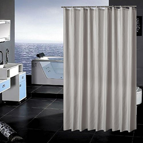 Sfoothome Waterproof Polyester Fabric Shower Curtain,Midew Resistant Washable Bath Curtain For Bathroom With Anti Rust Grommets, Plastic Curtain Rings And Heavy Weighted Hem (90 x 180cm, Silver Gray)