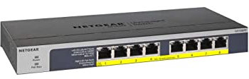 NETGEAR Switch Ethernet PoE 8 porte Unmanaged (GS108PP), Switch PoE gigabit con 8 PoE+ a 123 W, budget espandibile, montaggio su desktop/rack e assistenza limitata a vita
