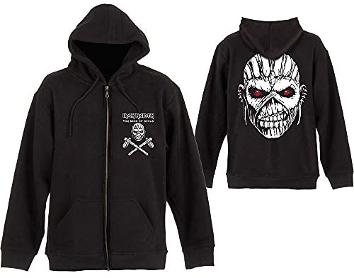 Iron Maiden Men's Hoodie Eddie Axe with Back Printing, Black, Large