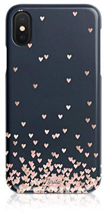 Tirita Hard Phone Case Compatible with iPhone 5 / 5s / SE 2016 Hard Cover PRINTED GLITTER, NOT REAL GLITTER Glitter Confetti Rain Rose Gold Falling Hearts