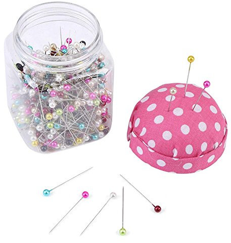 500 Stück Stecknadeln/Quilting Nadeln Verpackt, mit in rosa Stoff überzogenem Nadelkissen Flasche Hochzeitsdekoration Werkzeug zum Nähen, Handwerk