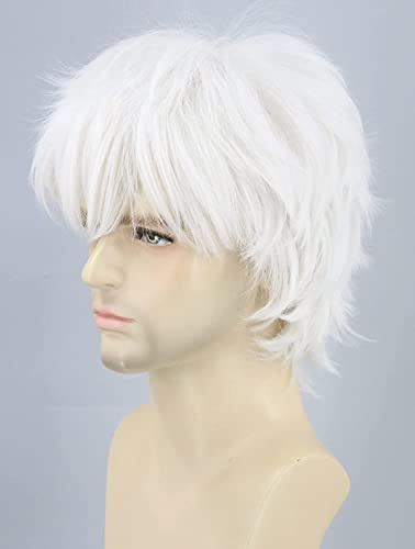 Topcosplay Anime Cosplay Costume Wigs Short White Hair Wig for Men or Women