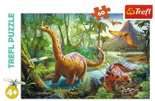 Trefl, Puzzle, Der Weg der Dinosaurier, 60 Teile, für Kinder ab 4 Jahren, Farbig