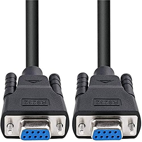 DTech DB9 Female to DB9 Female 5ft RS232 Serial Cable Null Modem Cord Cross TX RX line for Data Communication PC Computer (Black)