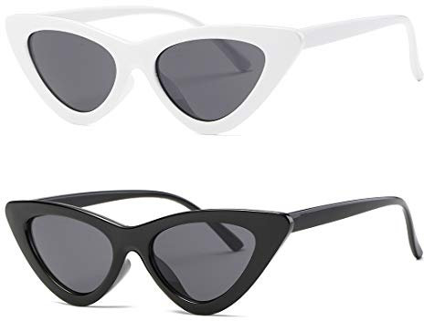 kimorn Sonnenbrillen für Damen Metallscharniere Clout Goggles Sonne Gläser K0566 (2 Pack/Schwarz+Weiß)