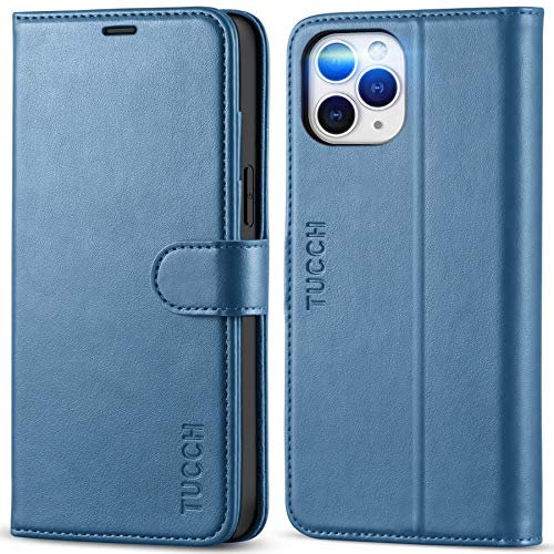 TUCCH Hülle für iPhone 12 Pro Max, Schutzhülle [Weicher TPU] [Aufstellfunktion] [Magnet],Handyhülle mit Kartenfach, Lederhülle, Stoßfest Flipcase, Brieftasche für iPhone 12 Pro Max (6,7 Zoll) Blau