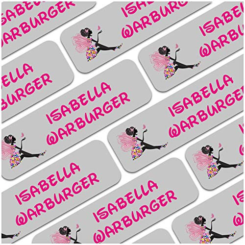 80 x Namensaufkleber Wunschname personalisiert je 3,5x1cm Aufkleber mit Kinder Name Beschriftung Schule Kindergarten Kleidung Sticker (Nr. 10 Elfe, Für feste Oberflächen)