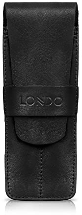 Londo Echtleder Stift- und Bleistiftetui mit Umklapp-Flap, Schreibwaren Tasche – Zwei Fächer