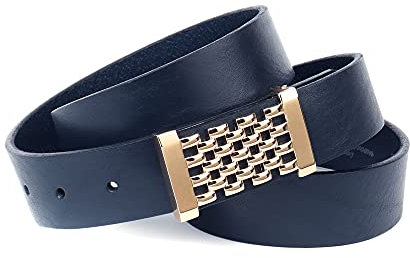 Anthoni Crown Damen Ledergürtel Gürtel, Dunkelblau, 85
