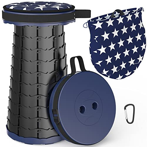 LOCYOPTragbarer Klapphocker Camping Hocker Teleskophocker,Klappbarer Hocker,Mini Leichte Campinghocker für Outdoor Camping Angeln BBQ Drinnen Küche,Belastung 440lbs(Marine)