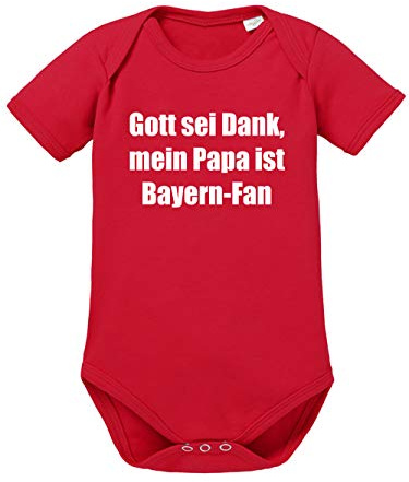 clothinx Gott sei Dank mein Papa ist Bayern Fan | Lustiges Stadt und Fußballmotiv | Das ist Nachwuchsförderung auf bayrisch | Fußball ist unser Leben Baby-Body aus 100% Bio Baumwolle